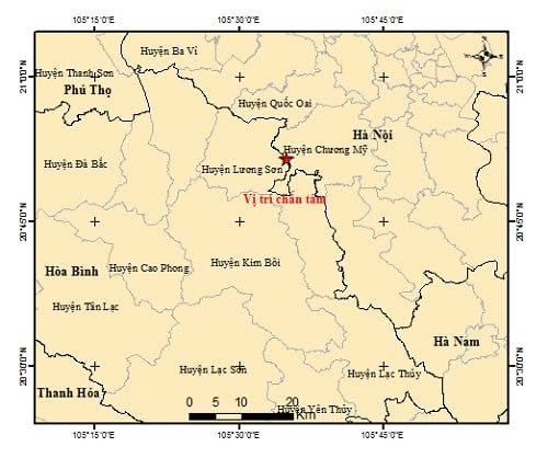 2.6 magnitude earthquake jolts Hanoi capital in the evening